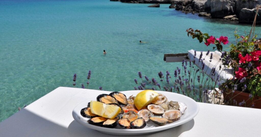 Seafood crudo in Puglia Restaurant, Italy